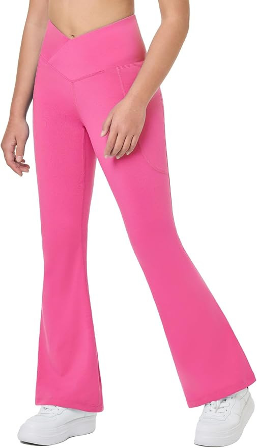 BALEAF Girls' Flare Leggings Cross High Waisted Bootcut Yoga Dance Pants Kids Bell Bottoms Leggin... | Amazon (US)