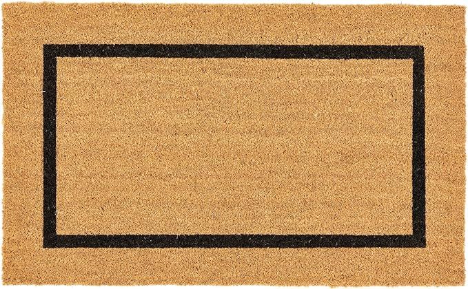 mDesign Coir and Rubber Non-Slip Door Mat for Indoor or Outdoor Use - Rug with Stripe Border for ... | Amazon (US)