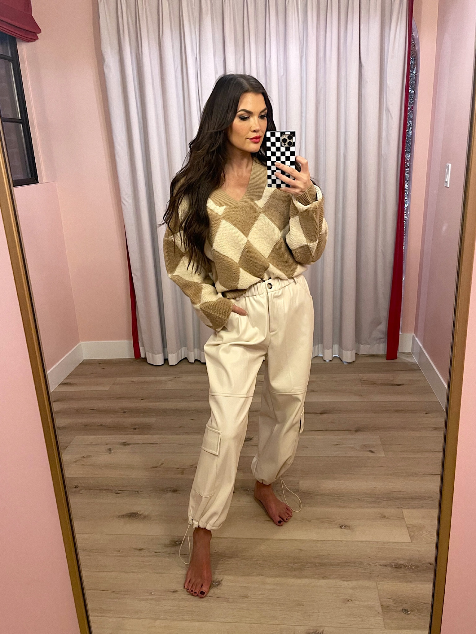 Tan Sweater and faux leather pants 
(Pants are Dolce Cabo - not able to link) 



#LTKstyletip #LTKfindsunder100