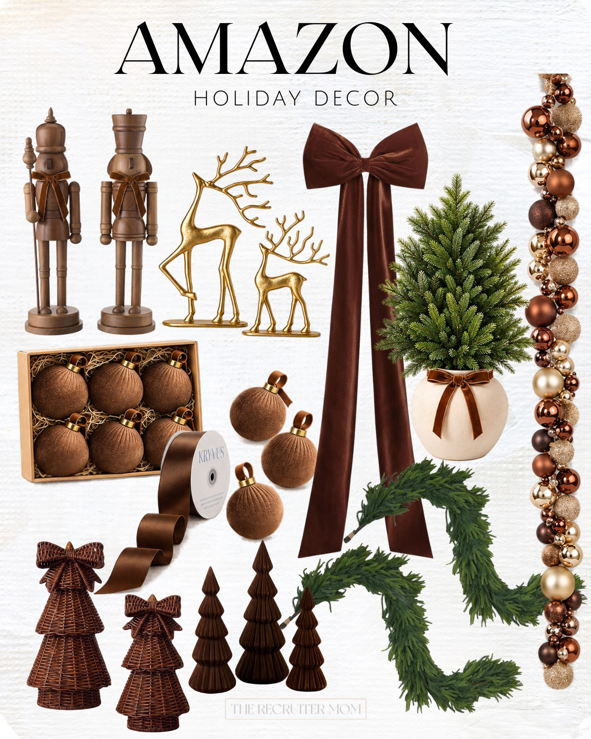 Look at this gorgeous bronze and chocolate brown holiday collection I found on Amazon. From trees to ornaments, it's perfect for any home. 

 #holidaydecor #homeddecor #neutralholiday #LTKSeasonal #LTKHome