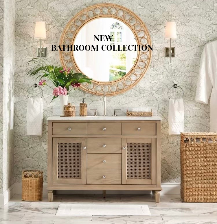 New bathroom collection, accessories with Monique Lhuillier at Pottery Barn. Vanity, sconces, towels, shower curtain, bath rig, accessories, baskets  

#LTKmorningroutine #LTKdayinmylife #LTKHome