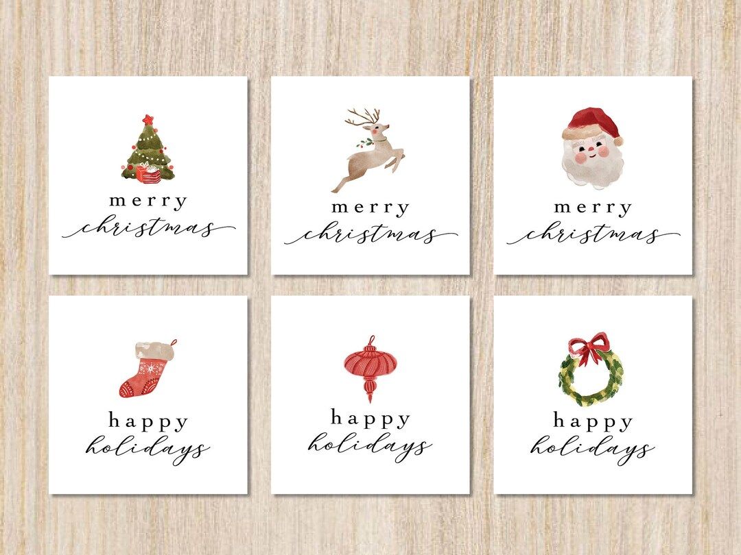 Merry Christmas Sticker Pack, Watercolor Christmas Sticker, Merry Christmas Labels, Holiday Gift Tag | Etsy (US)