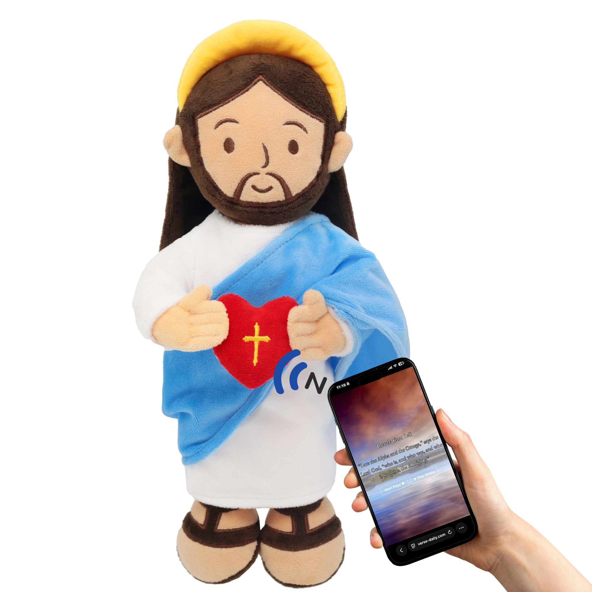14" Jesus Plush with NFC Daily Bible Verse, Stuffed Doll Plushie for Kids, Easter Jesus Savior To... | Amazon (US)