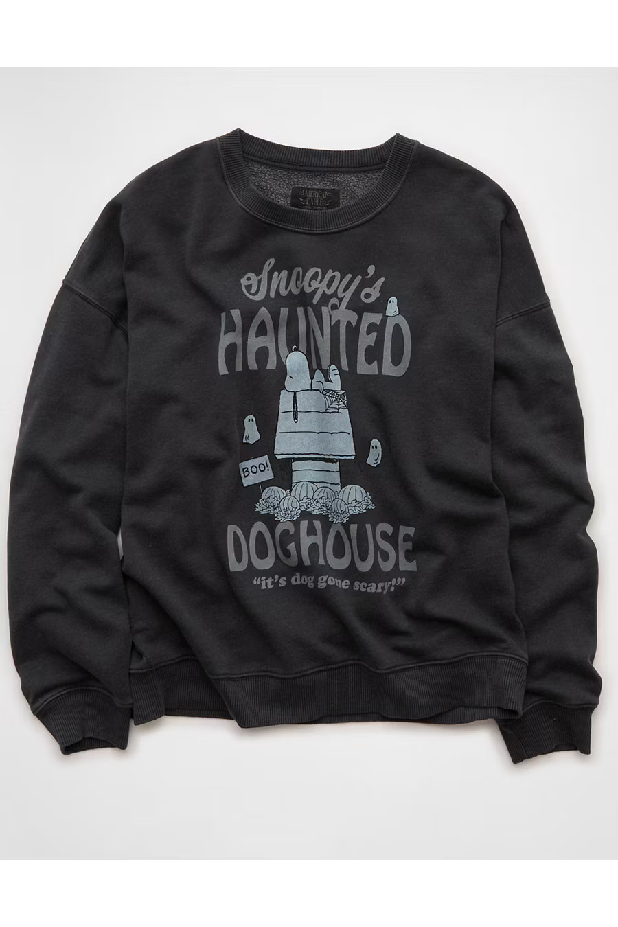 AE Halloween Graphic Sweatshirt Women's Faded Black XXS | American Eagle Outfitters (US & CA)