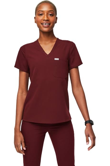 FIGS Casma Scrub Tops for Women — Classic Tailored Fit, Modern V-Neck, 3 Pockets, Darted Back, Side- | Amazon (US)