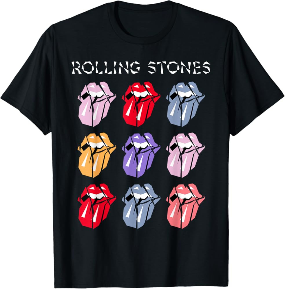 Official The Rolling Stones HD Multi Color Tongue T-Shirt | Amazon (US)