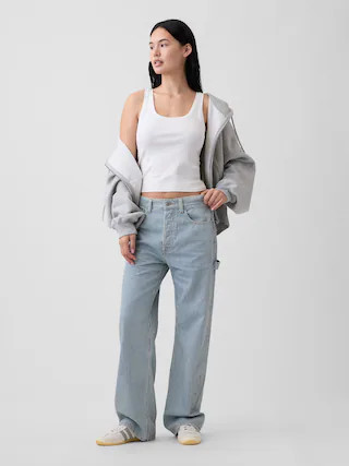 Low Slung Relaxed Straight Railroad Stripe Carpenter Jeans | Gap Factory
