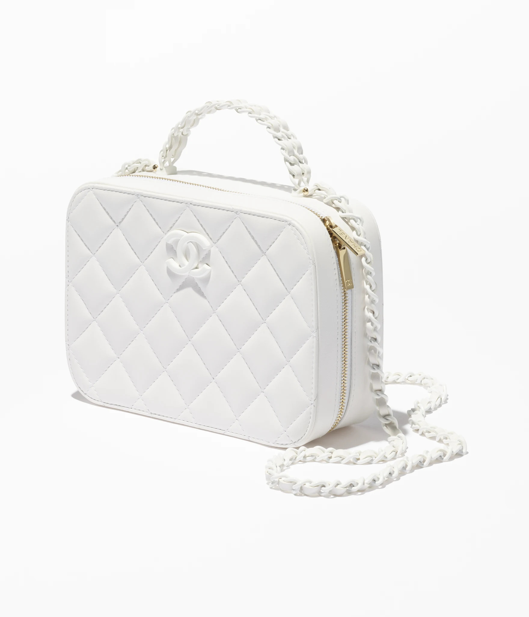 Vanity case, Lambskin & lacquered metal, white — Fashion | CHANEL | Chanel, Inc. (US)