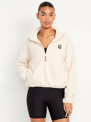 Oversized Performance Microfleece Cropped Half Zip | Old Navy (CA)