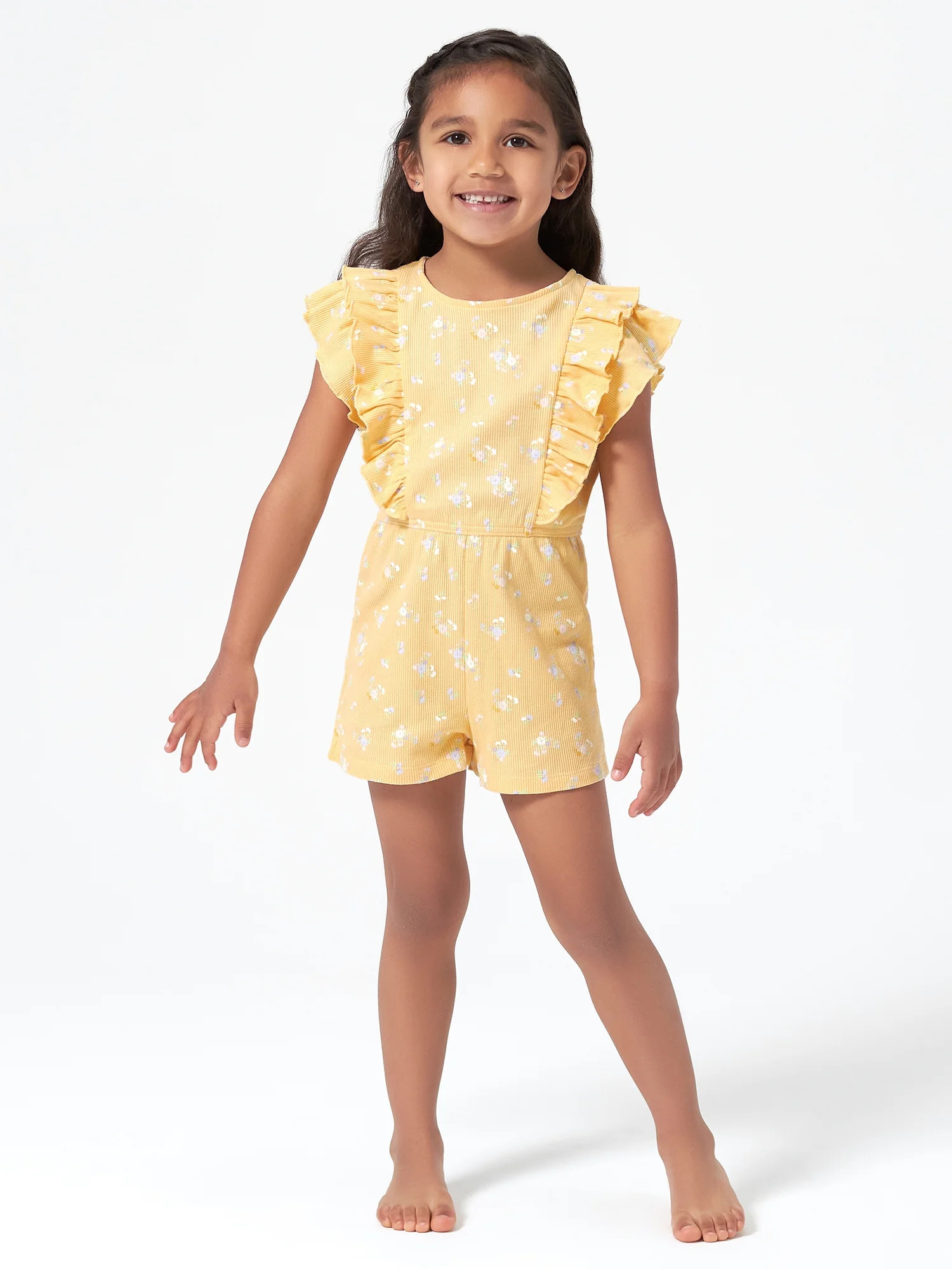 Modern Moments By Gerber Baby & Toddler Girl Ribbed Ruffled Romper, (12 months - 5T) - Walmart.co... | Walmart (US)