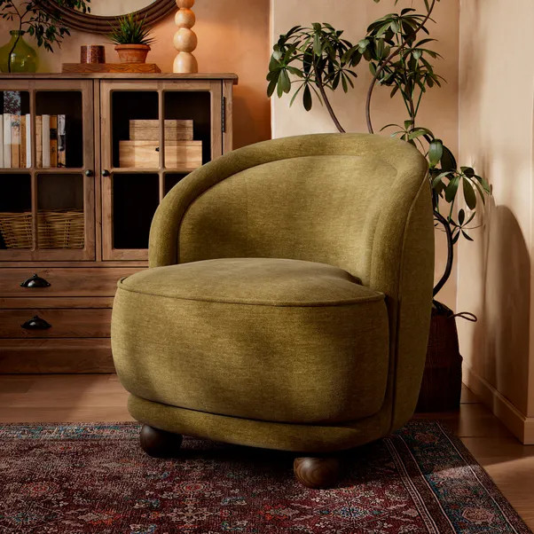 Amina Chenille Ball Foot Tub Chair | Dunelm