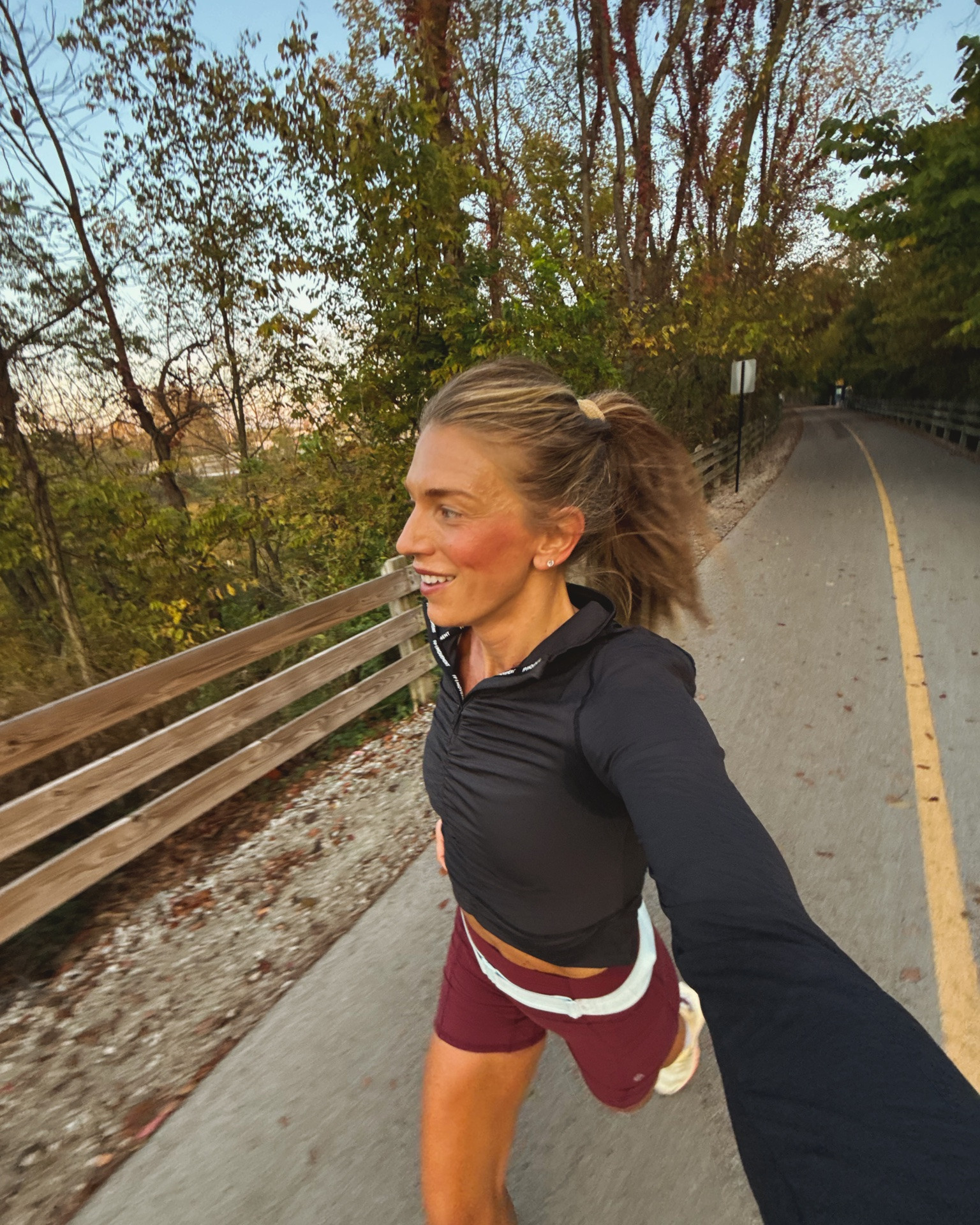What I wore on my run today Top and shorts are from FP Movement and I love how the top is sweat, friendly and super breathable the biker shorts do not ride up and they stay put. I’m wearing my usual mediums.