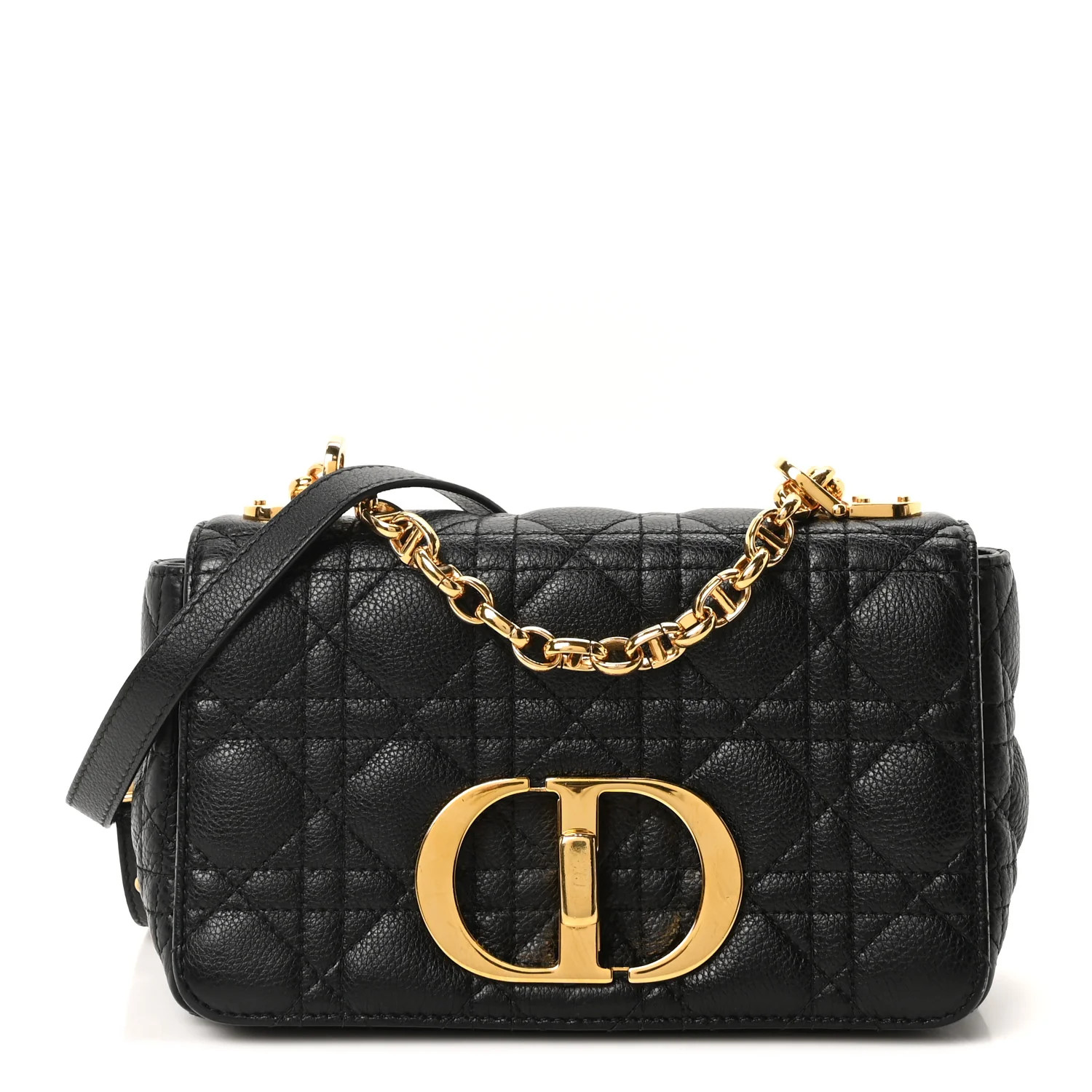 Christian Dior Calfskin Cannage Small Caro Bag Black | FASHIONPHILE (US)