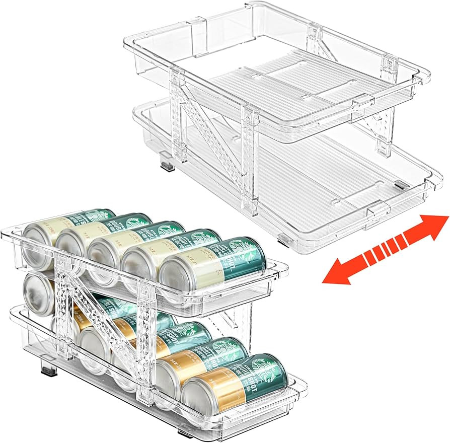 Ynelyase Soda Can Dispenser Organizer for Refrigerator Mini Skinny and Pop Can Holders Drink Stor... | Amazon (US)