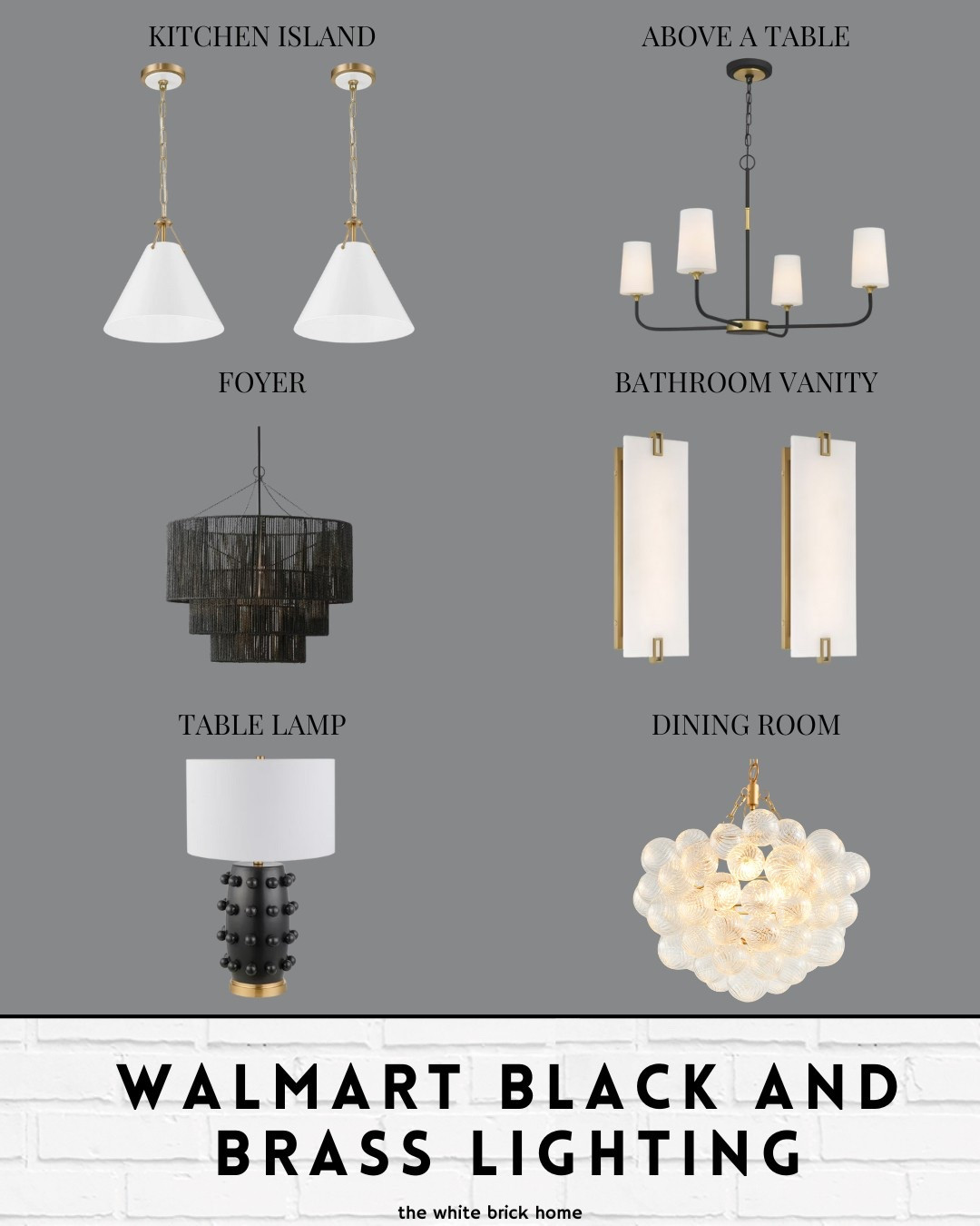 A modern traditional lighting plan using affordable options from Walmart! 

Walmart, Walmart home, Walmart home decor, Walmart lighting, chandelier, kitchen lighting, kitchen pendant, foyer light, table lamp, lamp, bubble chandelier, wall sconces, black and brass lighting, light fixtures, home decor from Walmart, home design, lighting plan, wall sconces, wall light, dining room lighting, living room lighting, Walmart 

#LTKHome #LTKFindsUnder100 #LTKStyleTip