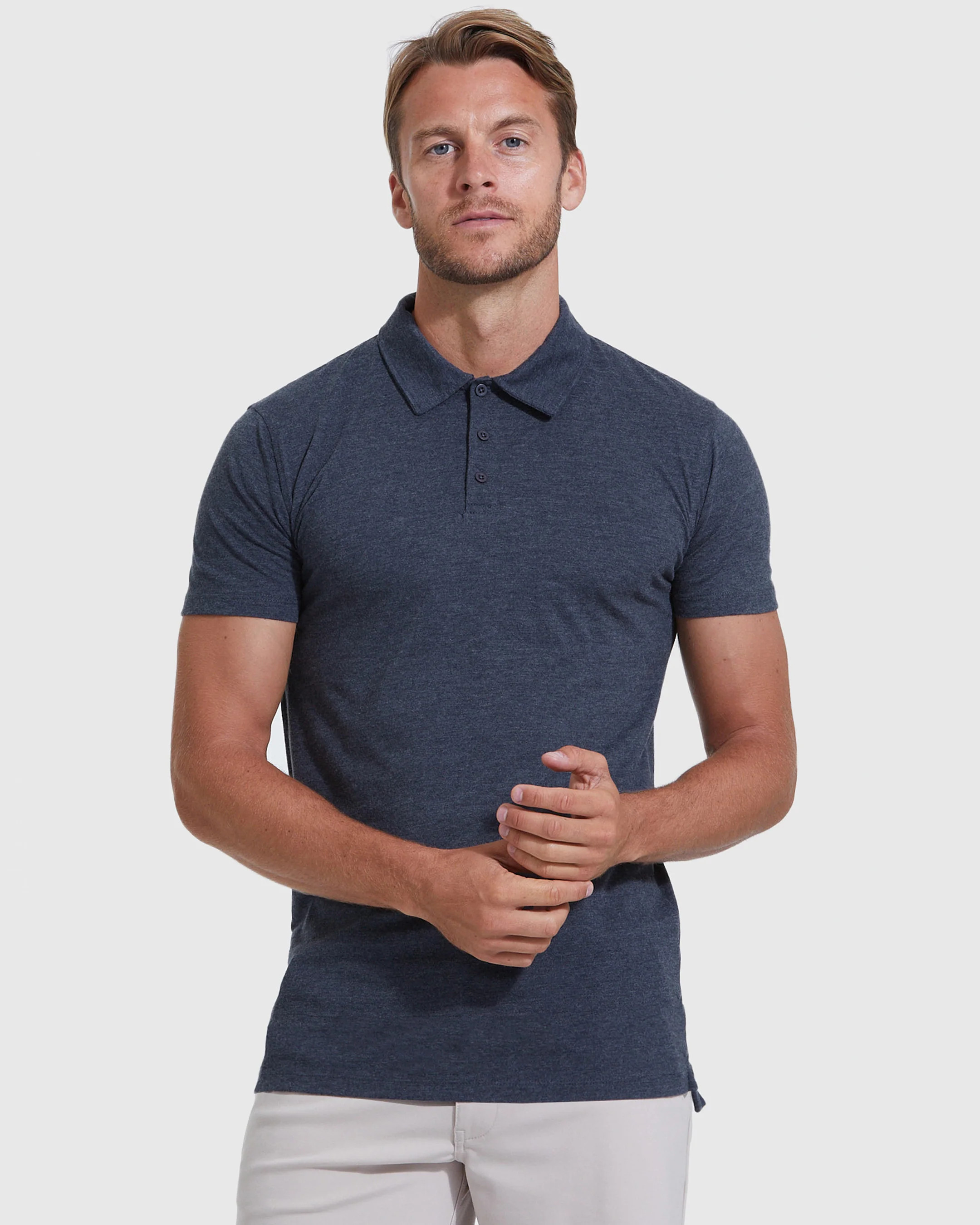 Heather Navy Short Sleeve Tall Polo | True Classic