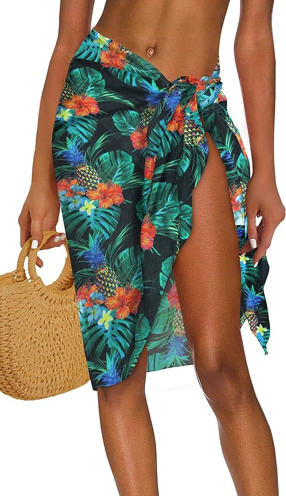 CHICGAL 2 Pieces Women Beach Sarong Bathing Suit Wrap Skirt Sheer Bikini Swimsuit Cover Ups for S... | Amazon (US)