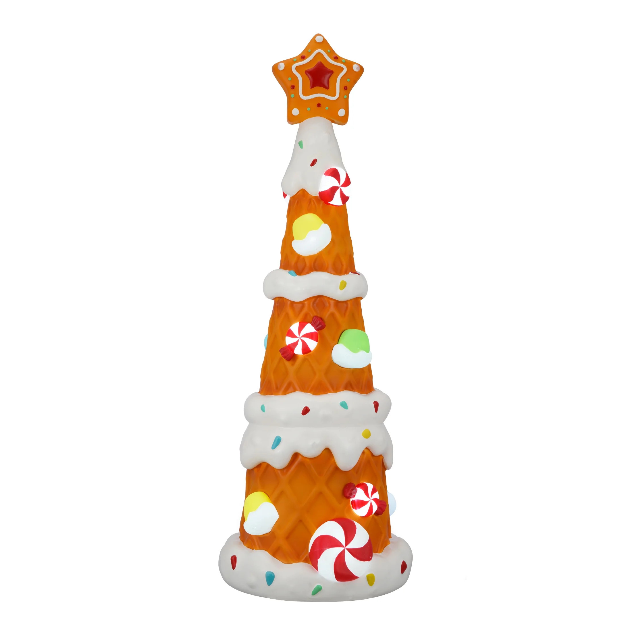 Light-up Tan Gingerbread Waffle Tree, 36 in, Christmas Decoration, by Holiday Time | Walmart (US)
