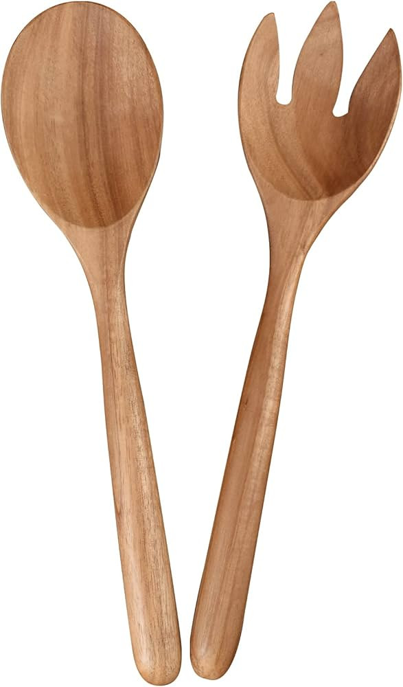 Wooden Salad Server Set, Acacia Wooden Salad Spoons & Fork Claw Set of 2, Salad Tongs Food Mixing... | Amazon (US)