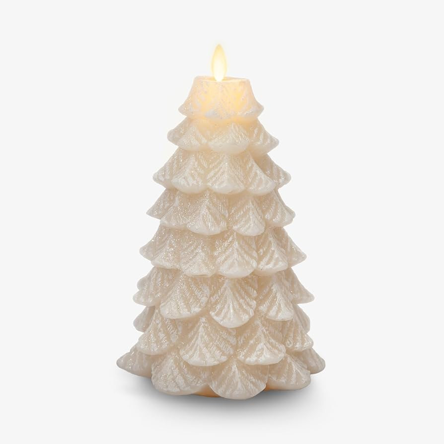 Luminara Christmas Tree Flameless LED Candle, White Swan 5.35" x 8.5", Moving Flame Battery Opera... | Amazon (US)