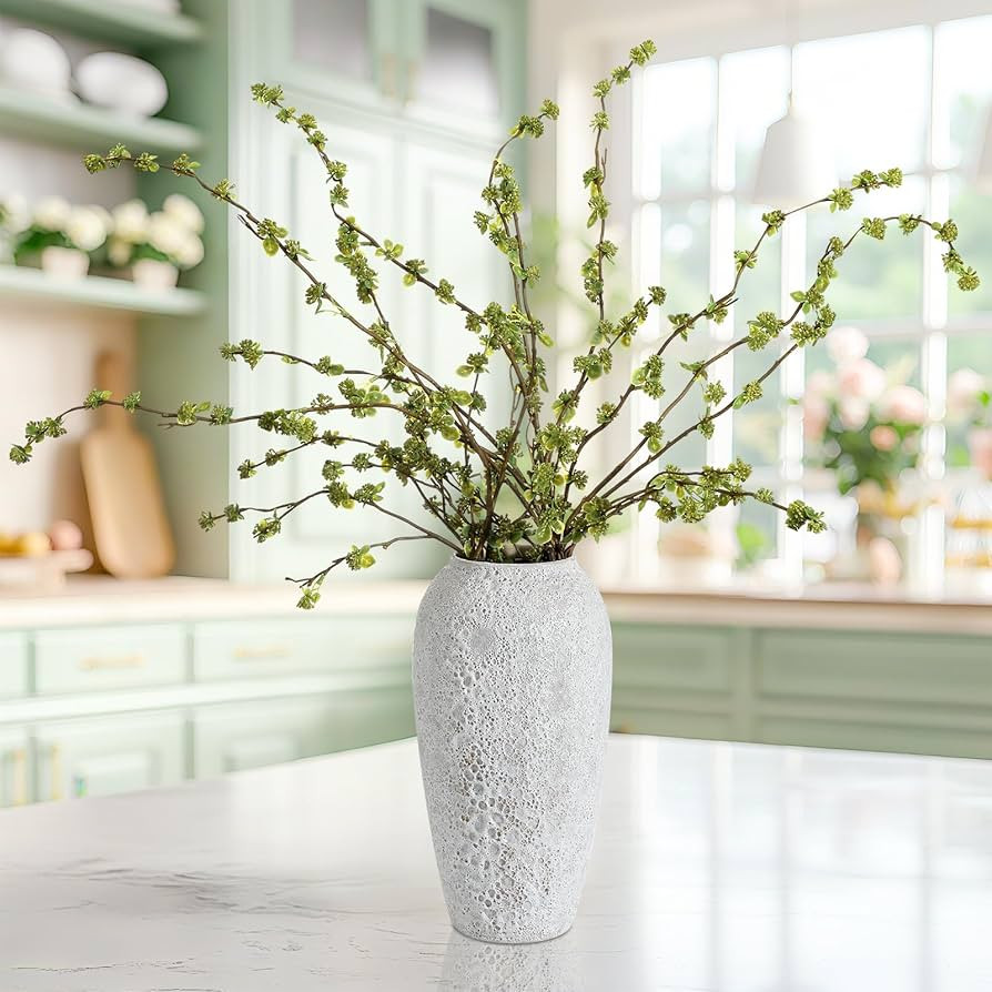 Zeyune 6 Pcs Artificial Branches with Green Buds 40" Evergreen Faux Plastic Plant Stem Picks Spri... | Amazon (US)