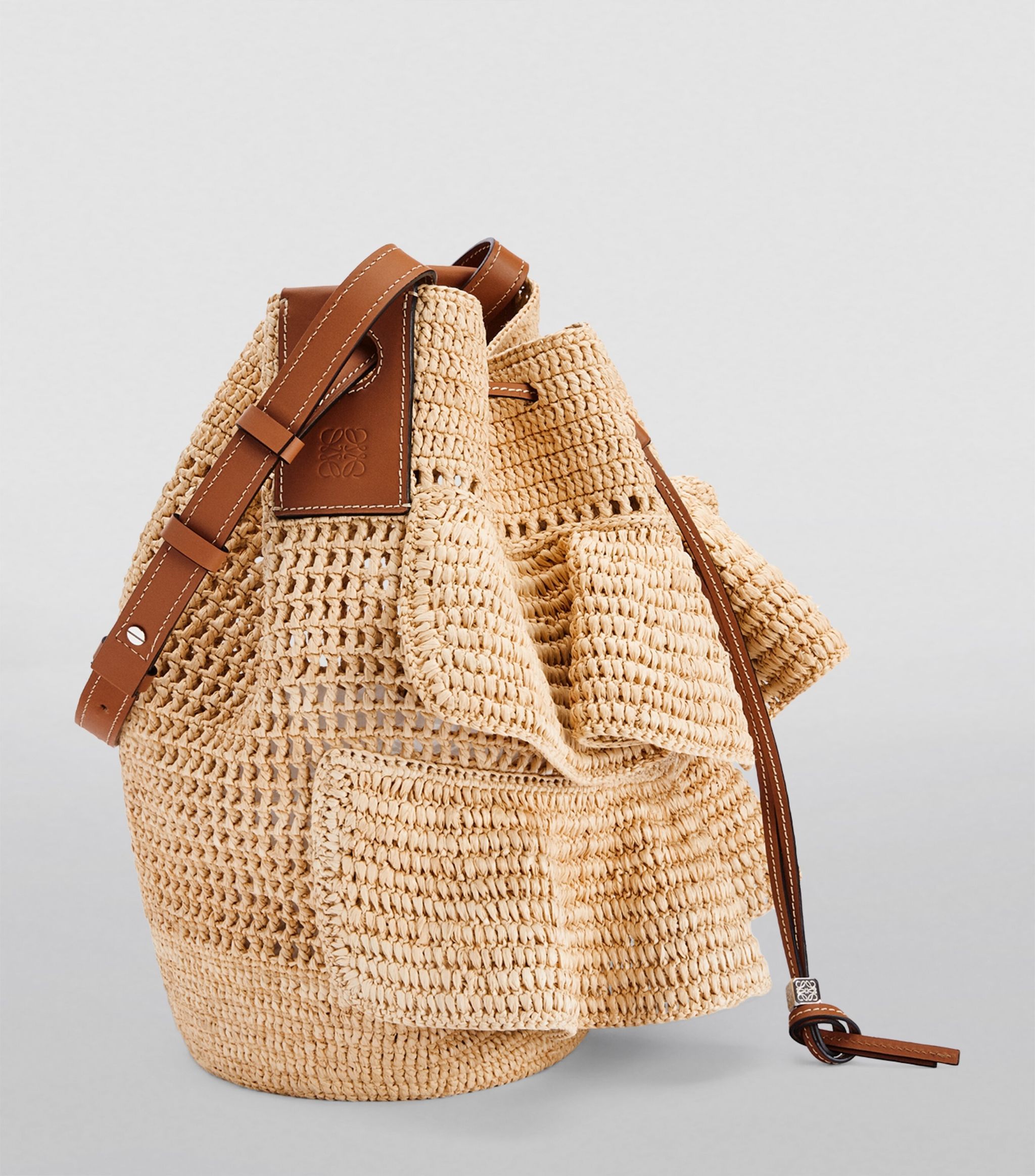 x Paula’s Ibiza Raffia Ruffled Balloon Bag | Harrods