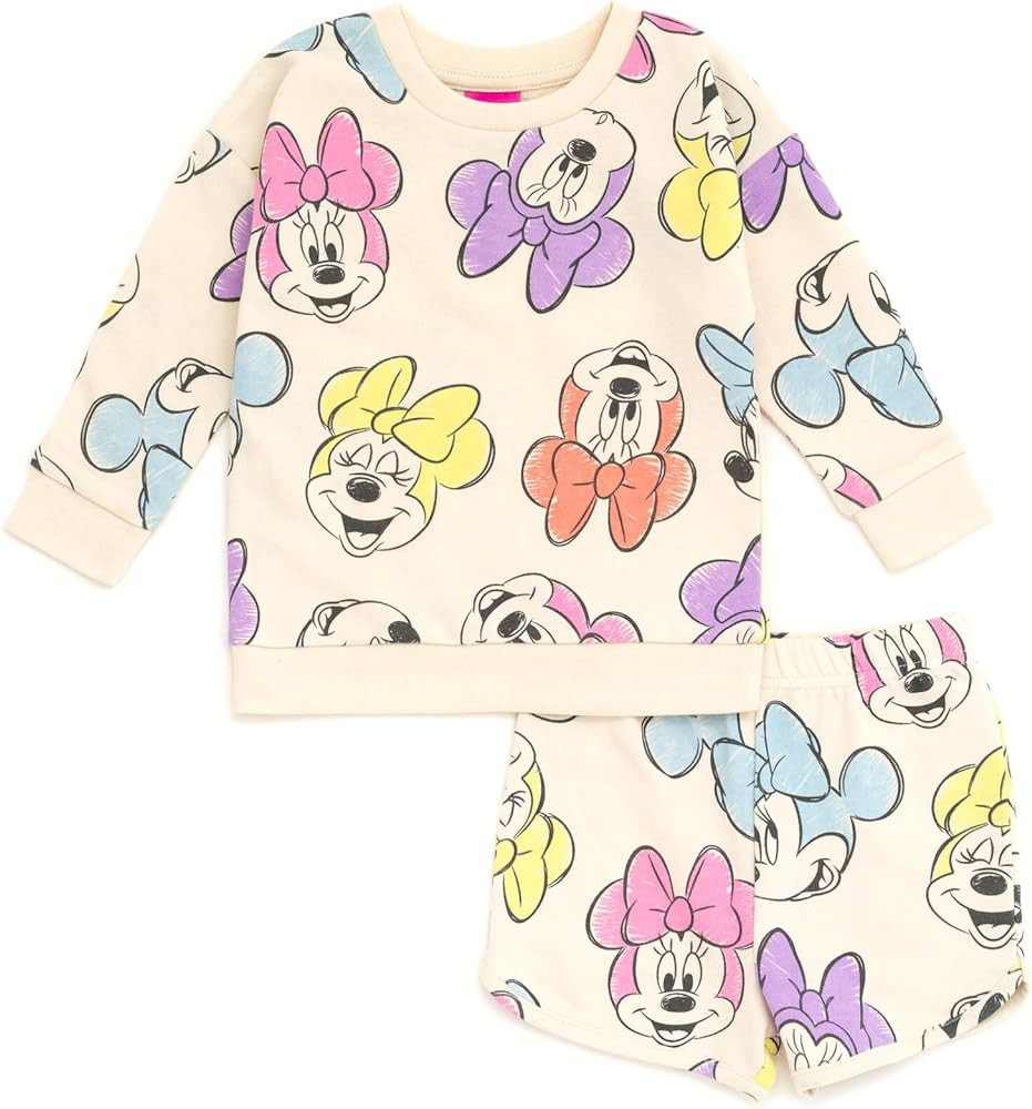Disney Junior French Terry Sweatshirt and Shorts Outfit Set Infant to Big Kid Sizes (12 Months - ... | Amazon (US)