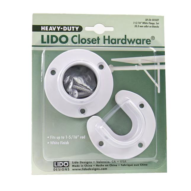 LIDO Designs 2.75-in L x 0.88-in H White Metal Closet Rod with Hardware | Lowe's