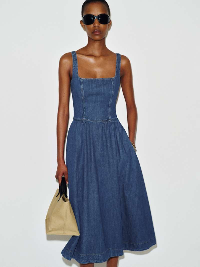 Reformation Janu Denim Midi Dress Blue 12 | Reformation (Global)