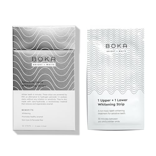 Boka New Teeth Whitening Strips for Adults - 32 White Strips (16 Treatments) - Nano Hydroxyapatite & Pap for Sensitive Teeth - Enamel Safe & Peroxide Free for Coffee, Wine, Tobacco, & Other Stains | Amazon (US)