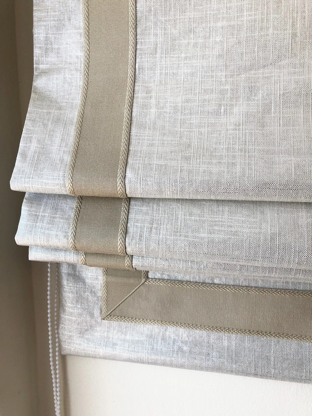 Linen Roman Shades shimmer Silver Medal With Trim Heart - Etsy | Etsy (US)