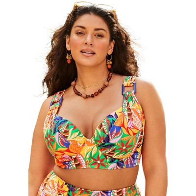 Swimsuits for All Bra Sized Ring Strap Bikini Top - 40 G, Rio Days (Plus Sizes Available) | Target