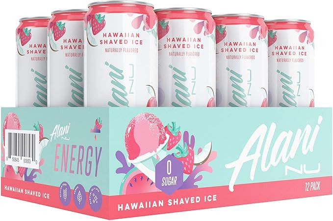 Alani Nu Sugar-Free Energy Drink, Pre-Workout Performance, Hawaiian Shaved Ice, 12 oz Cans (Pack ... | Amazon (US)