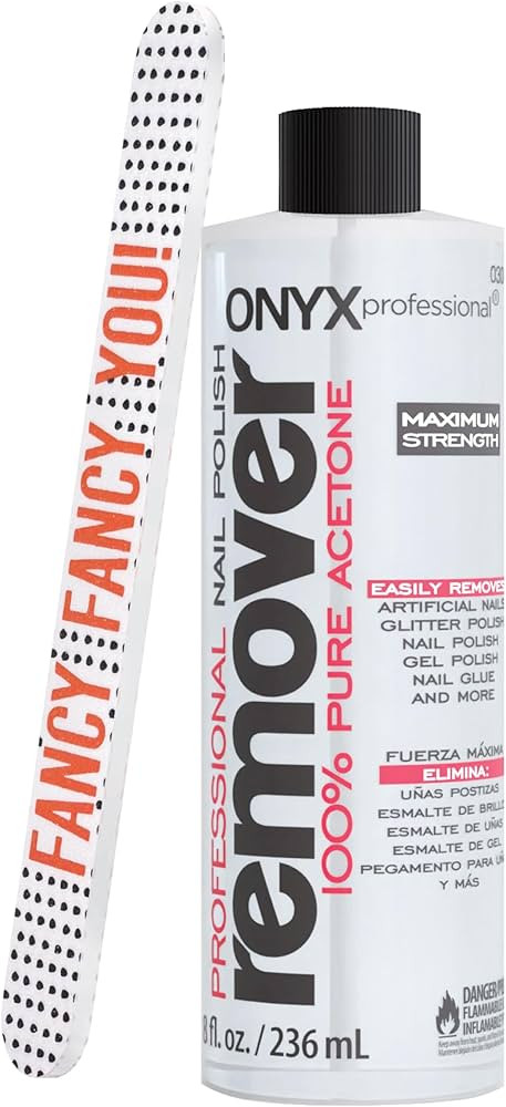 Onyx Professional 100% Pure Acetone Nail Polish Remover Kit with 7 inch Nail File, 8 fl oz - Made... | Amazon (US)