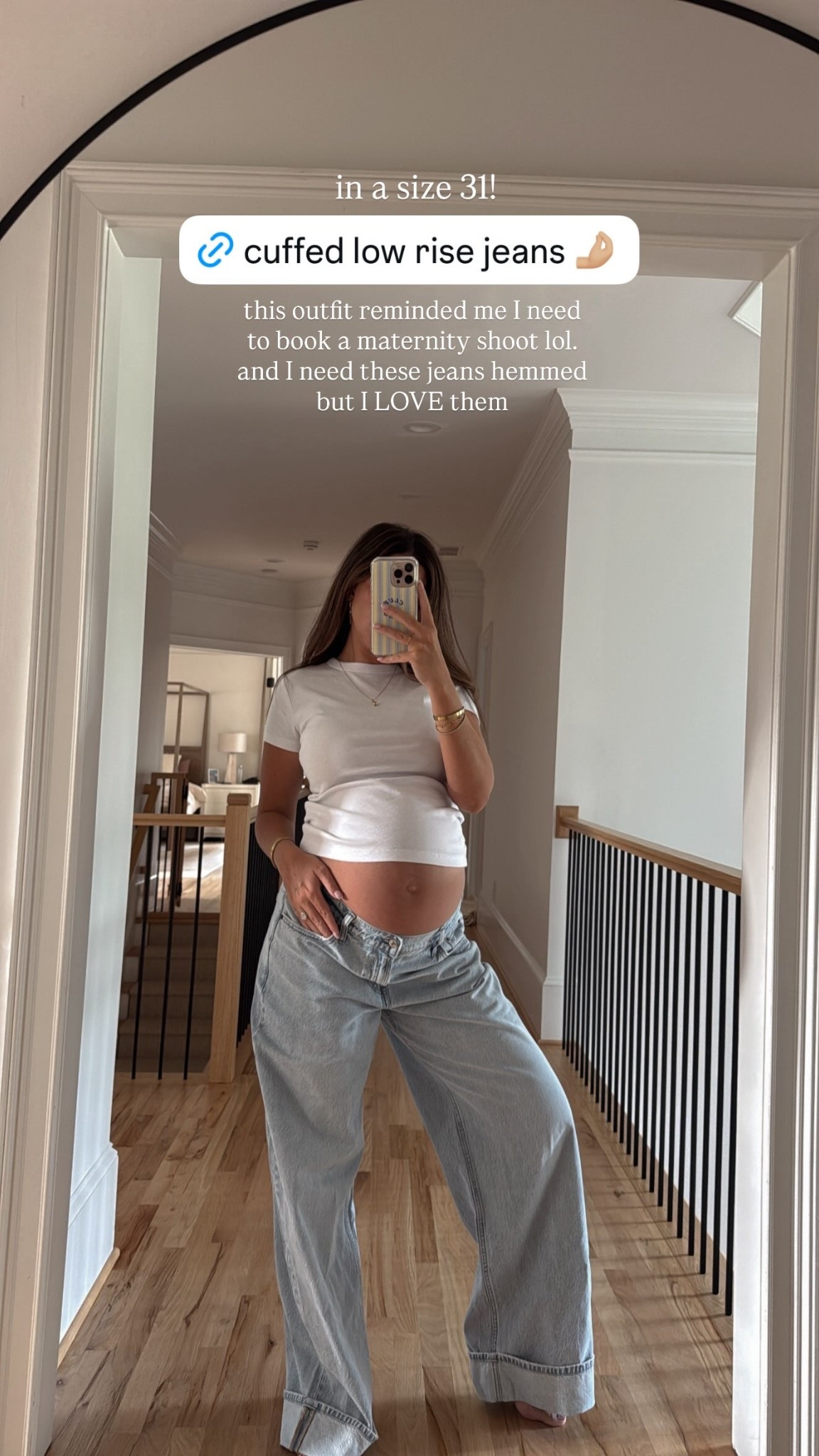 this outfit reminded me I need to book a maternity shoot lol. and I need these jeans hemmed but I LOVE them in a size 31!
