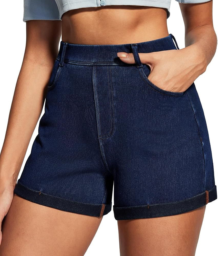 IUGA Stretchy Jorts Women Pull On Jean Shorts Womens High Waisted Tummy Control Denim Shorts Summ... | Amazon (US)