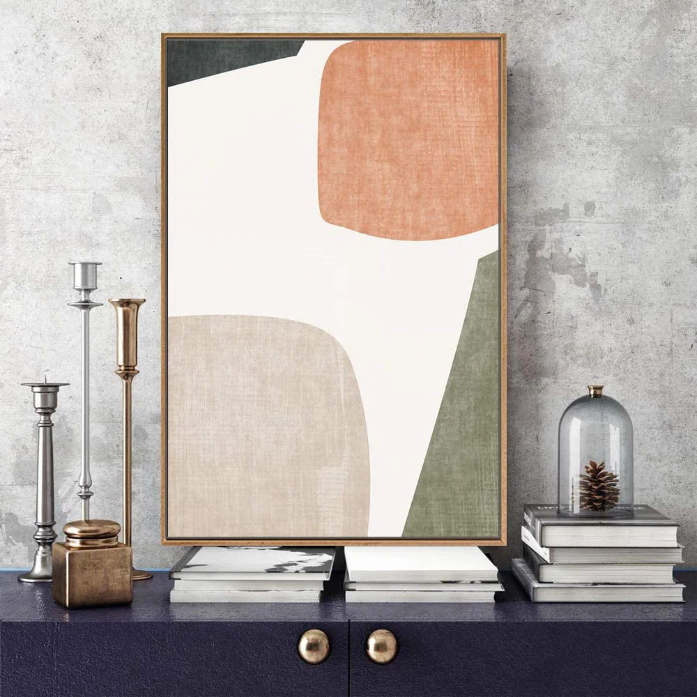 Mid Century Shape Muted Mid Century Modern Abstract Color Blocks Neutral Decor Pictures Frame Can... | Wayfair North America