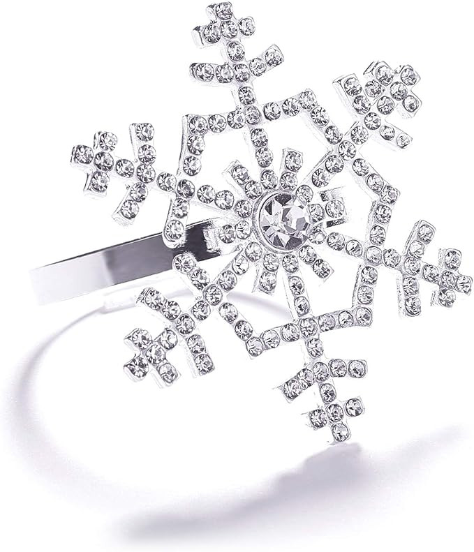 Halatool Set of 6 Christmas Rhinestone Snowflake Napkin Rings for Xmas Dining Table- Napkin Ring ... | Amazon (US)