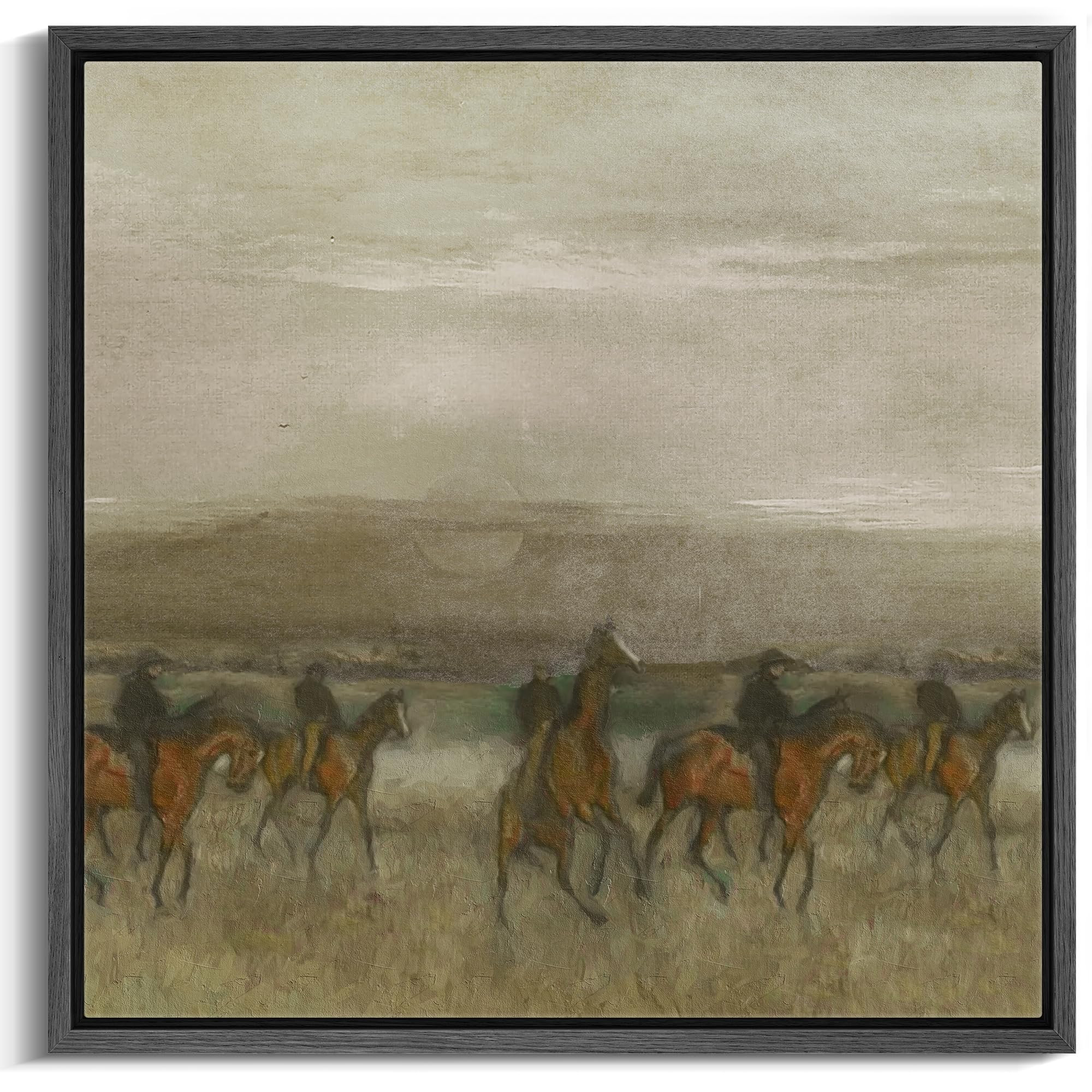 MUDECOR Framed Canvas Print Wall Art Equestrian Procession in Golden Fields Vintage Style Horse I... | Amazon (US)