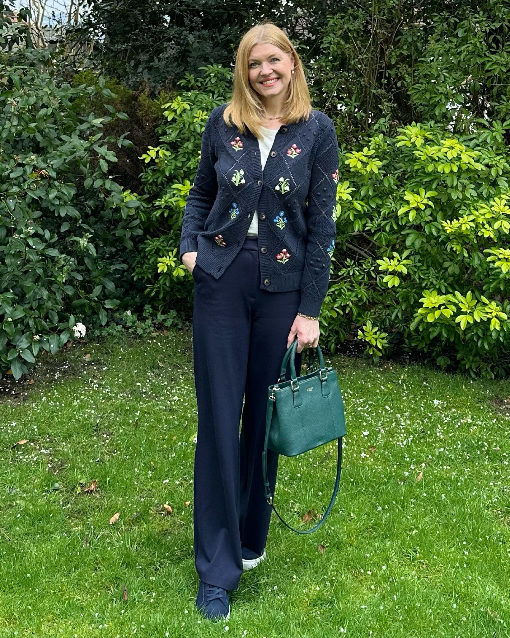 Boden embroidered cardigan. Smart casual travel outfit. Over 40 style. Over 50 style. Smart casual. Travel tailoring  

#LTKeurope #LTKover40 #LTKfindsunder100