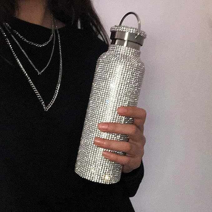 helegeSONG Diamond Water Bottle, Stainless Steel Insulated Water Bottle 12/17/25oz, Glitter Water... | Amazon (US)