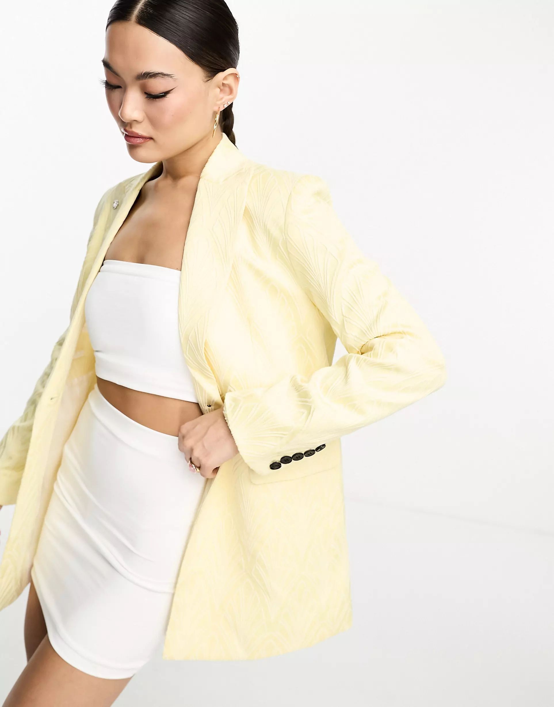Twisted Tailor jacquard suit jacket in yellow | ASOS | ASOS (Global)
