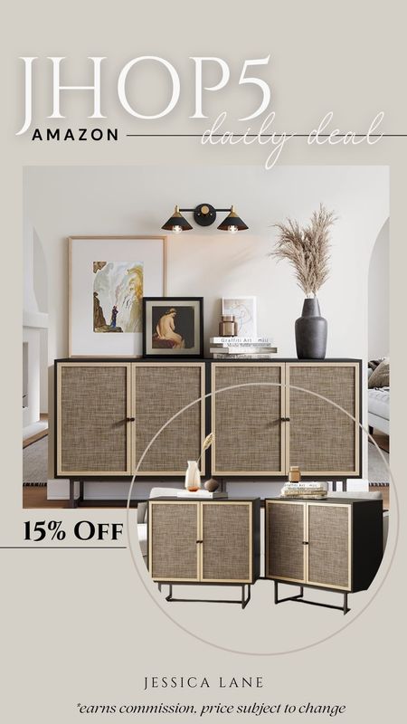 Amazon Daily Deal, save 15% on this gorgeous set of two rattan accent cabinets. Accent cabinet, sideboard, TV stand, designer look-alike, Amazon furniture, Amazon home, Amazon deal, living room furniture, dining room furniture

#LTKhome #LTKsalealert #LTKstyletip