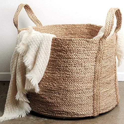 Amazon.com: GooBloo Large Woven Storage Basket 100% Jute - 20” x 16” Tall Decorative Jute Rop... | Amazon (US)