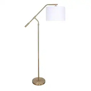 62.5 Metal Task Floor Lamp with Slim-Line Angular Design & Linen Drum Shade - Royal Gold | Bed Bath & Beyond