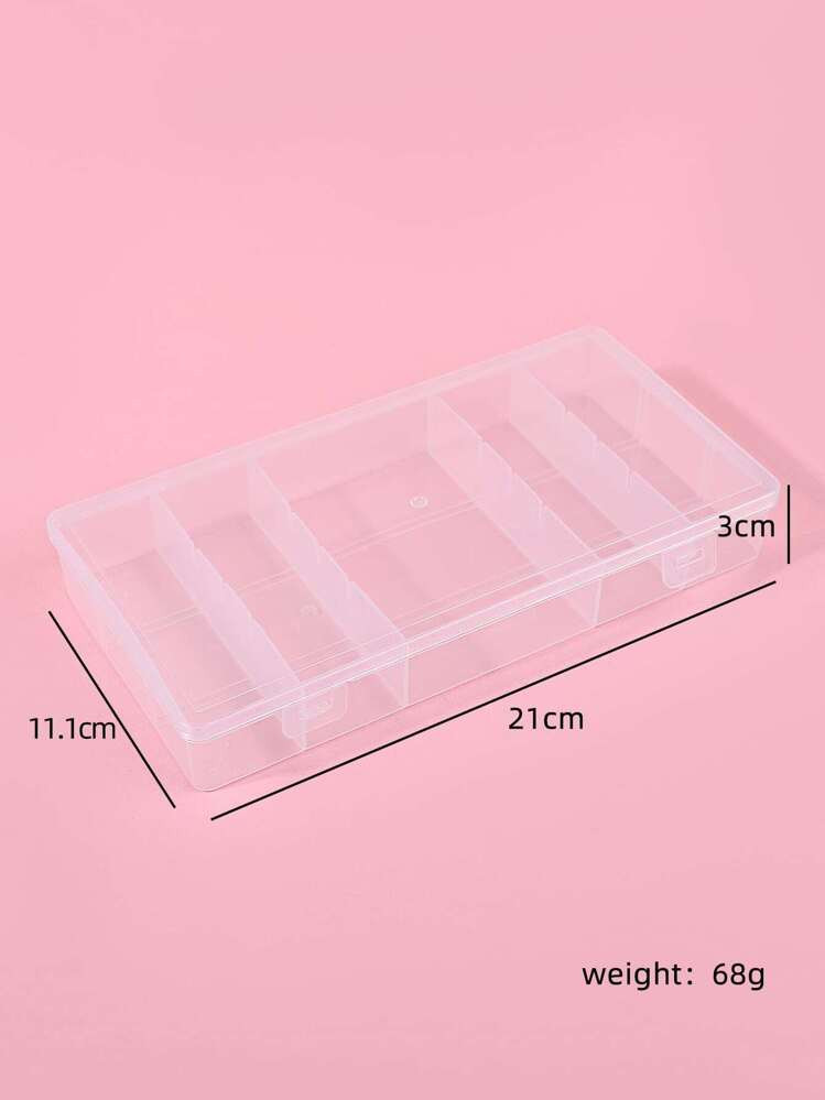 klimonla 5-Compartment Transparent Rectangular Eyelash Tool Storage Box With Flip Cover, Clear Pl... | SHEIN