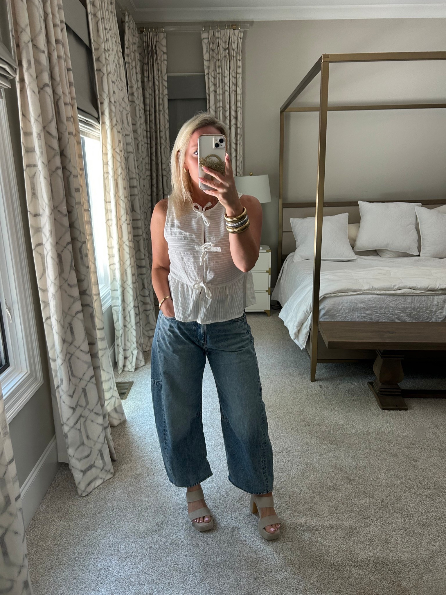 I’ll be living in these barrel jeans through fall and winter. Sizing advice: the run big, so size down. Wearing a 25. 

#LTKOver40