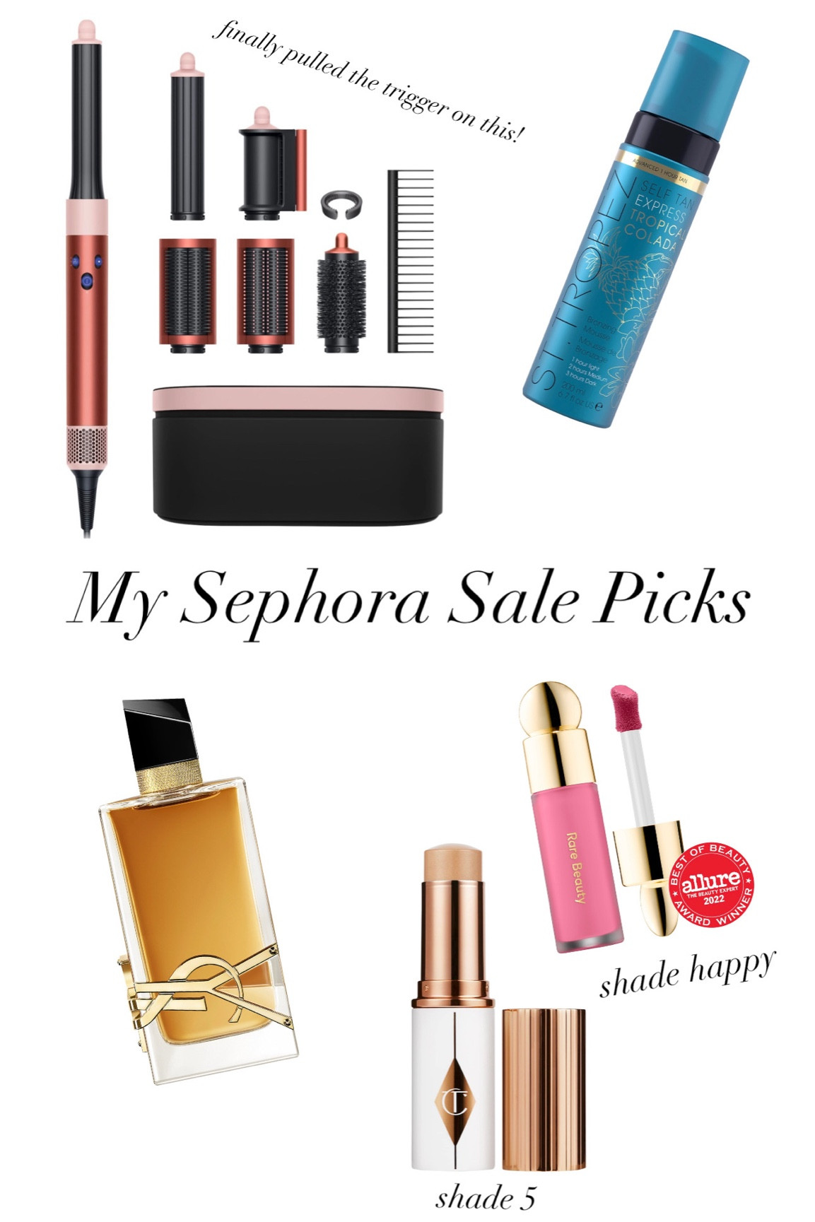 What I bought during the Sephora sale 

Beauty | makeup | hair | YSL | Dyson | Rare Beauty | Charlotte Tilbury | St Tropez 

#LTKBeauty #LTKSaleAlert #LTKGiftGuide