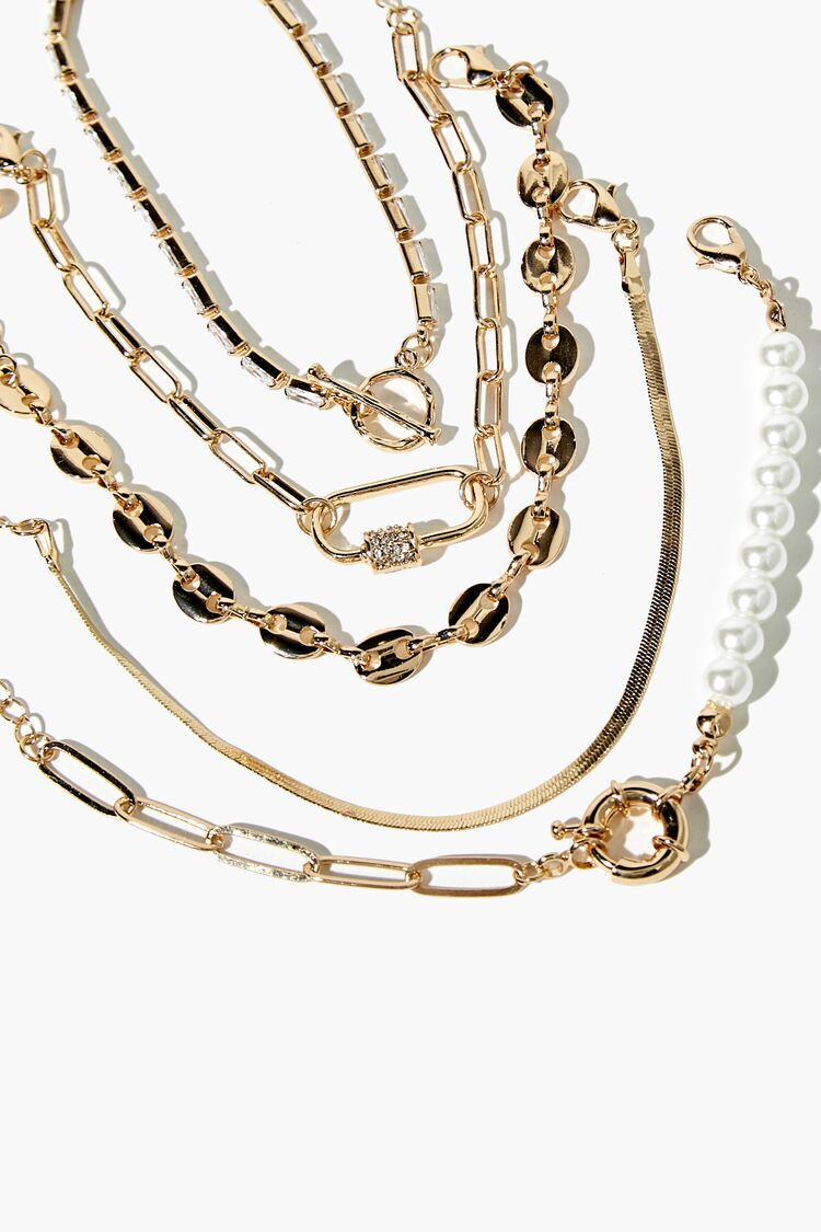 Faux Pearl & Faux Gem Bracelet Set | Forever 21 (US)