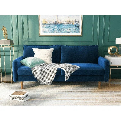 Cilla 72" Square Arm Sofa George Oliver Fabric: Space Blue | Wayfair North America